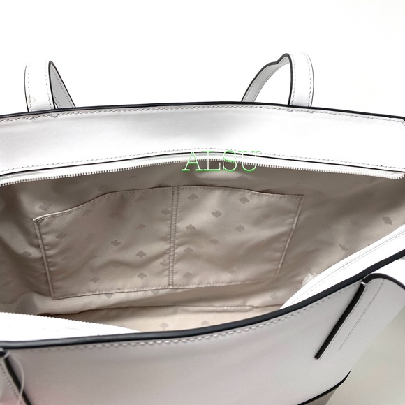 Kate ♠️ Spade Briel Large Tote Leather White Grey - Picture 10 of 10